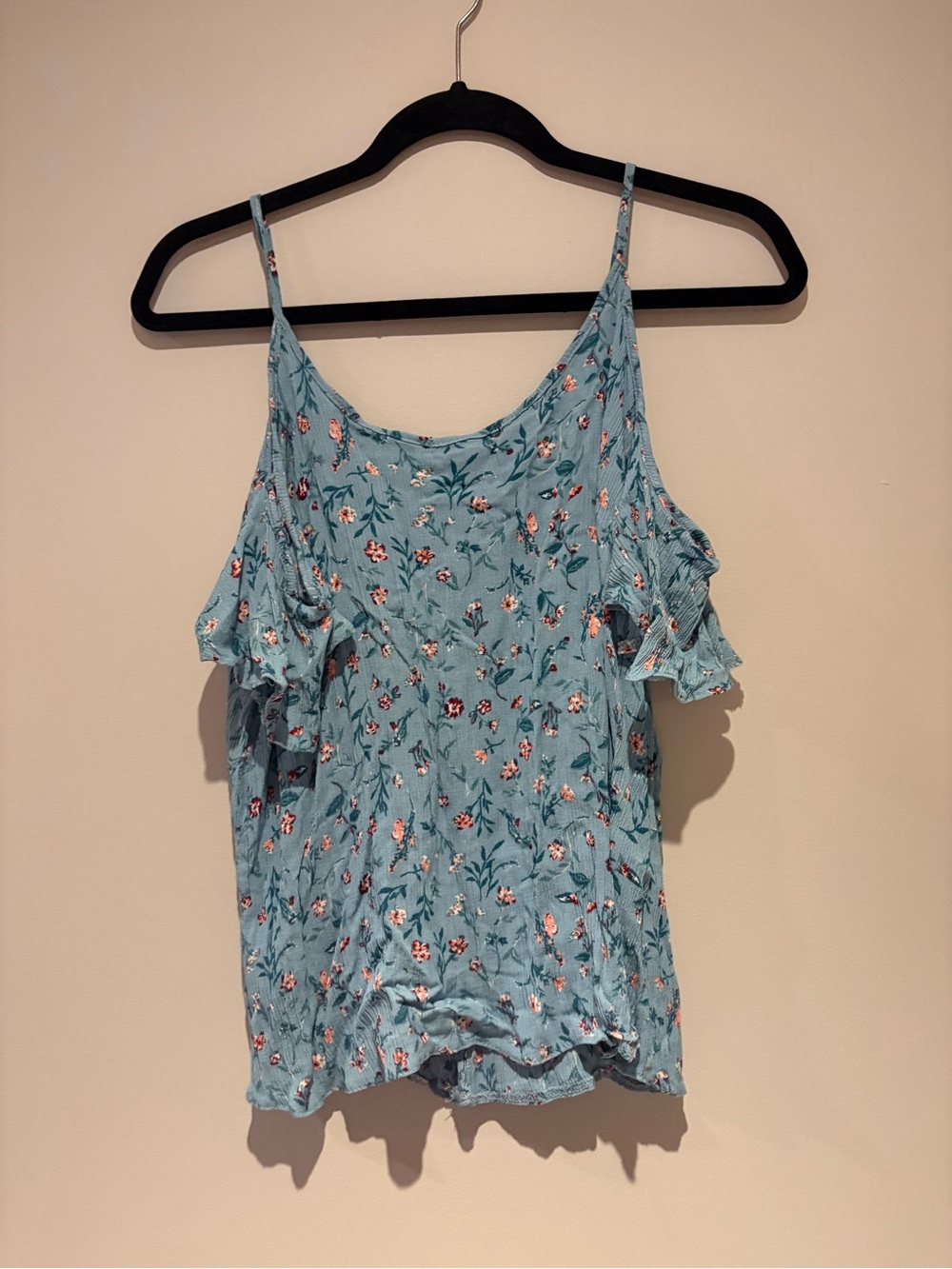 Blue Floral Cold-Shoulder Button-Front Cami - Picture 12 of 12